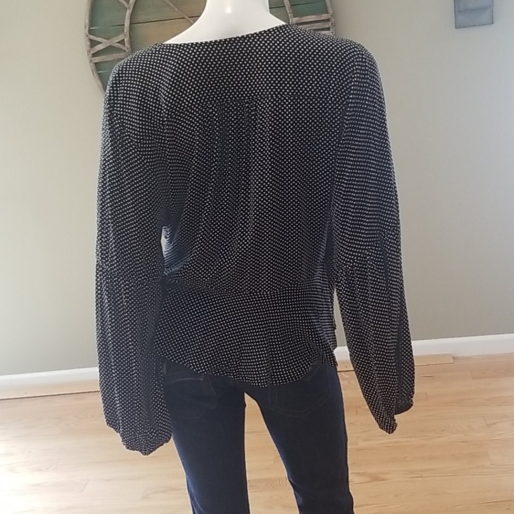 Maeve by Anthropologie polka dot Ingrid Balloon sleeve wrap peplum blou… - Picture 10 of 16